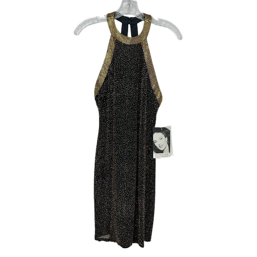 NWT Niteline By Della Roufogali Silk Beaded Halter Mini Cocktail Dress Sz 6